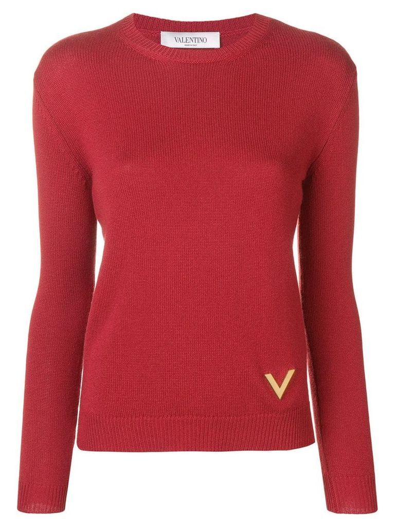 Valentino V plaque sweater - Red