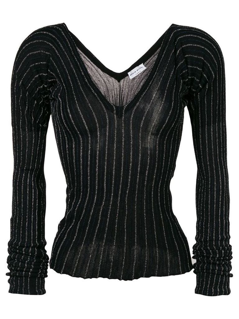 Sonia Rykiel striped fine knit sweater - Black