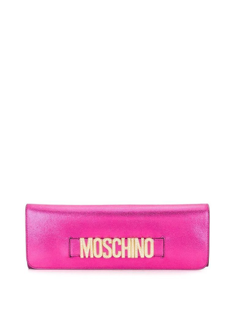 Moschino crystal embellished clutch bag - PINK