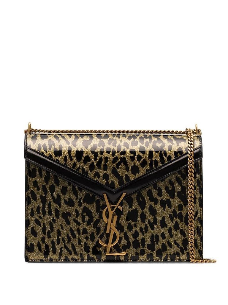 Saint Laurent medium Cassandra leopard-print shoulder bag - Black