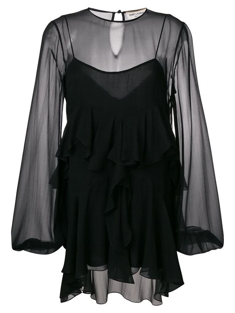 Saint Laurent asymmetric ruffle dress - Black