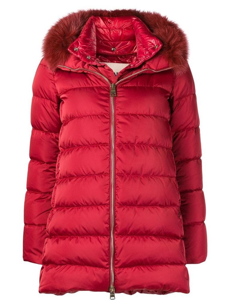 Herno fur trimmed padded coat - Red