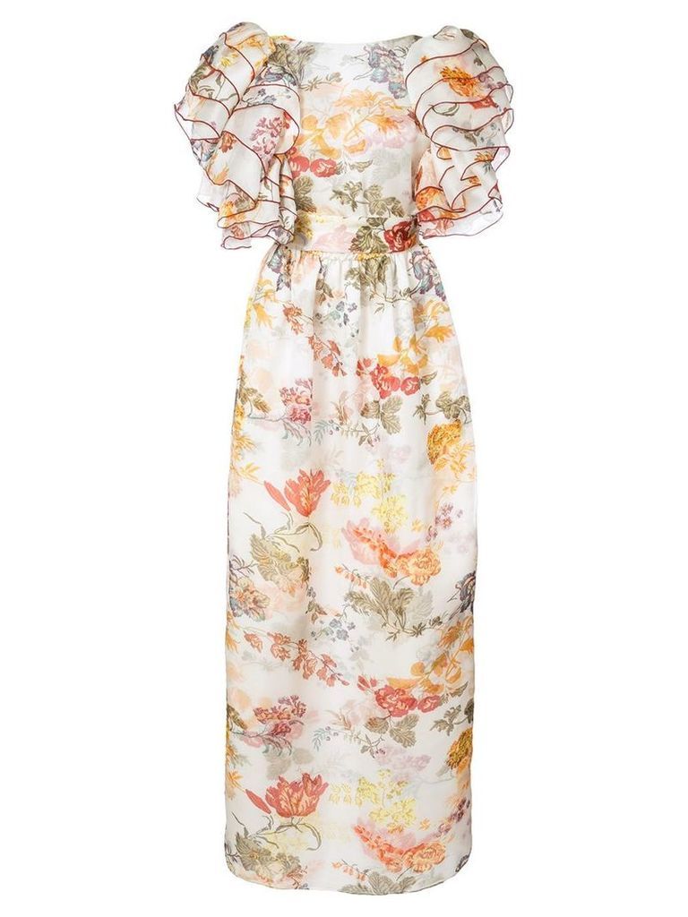 Rosie Assoulin floral print puff sleeve dress - White