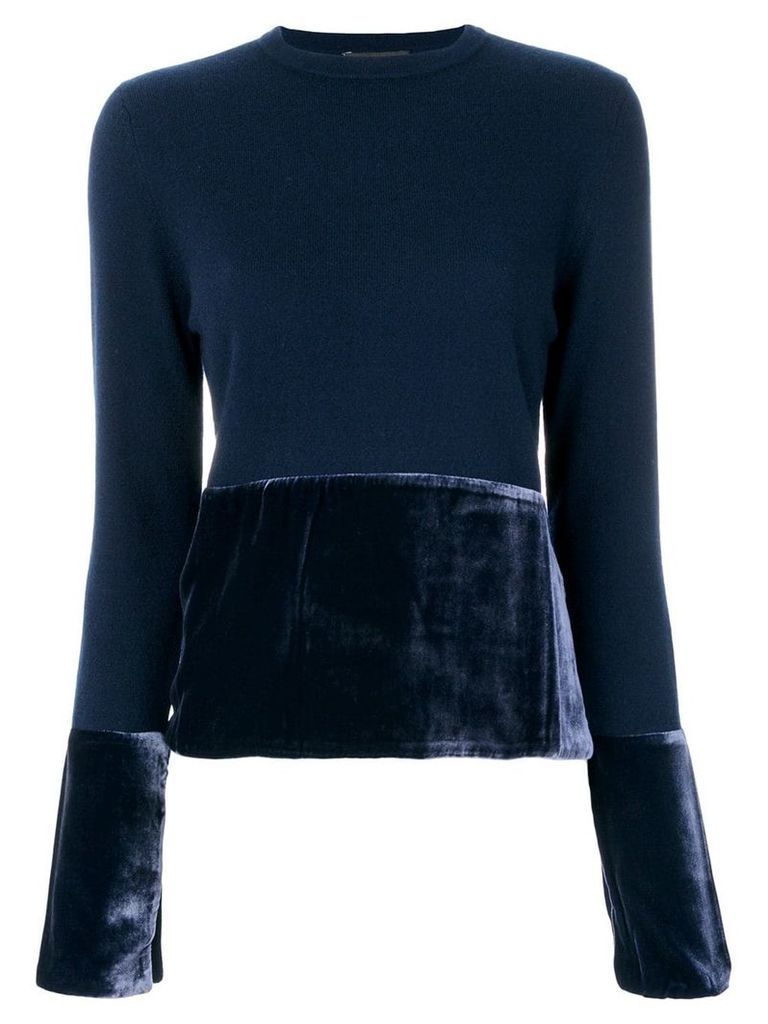 Cashmere In Love cashmere jumper with velvet panels - Blue