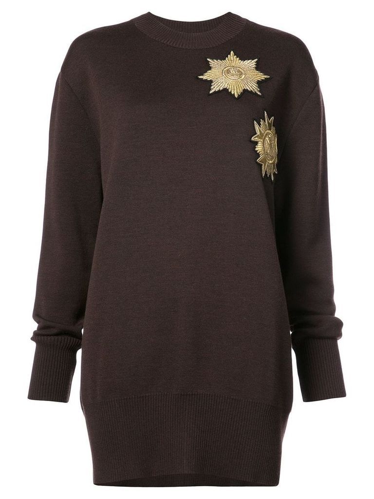Vera Wang metallic patches loose-fit jumper - Brown