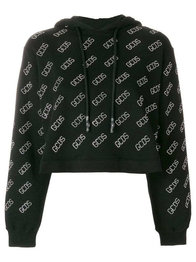 Gcds monogram cropped hoodie - Black