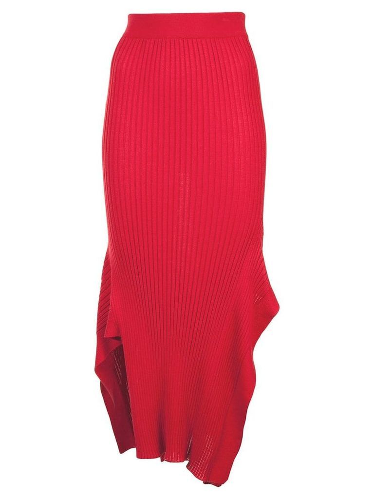 Stella McCartney rib knit asymmetric maxi skirt - Red