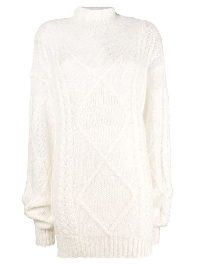Maison Margiela sheer cable knit sweater - White