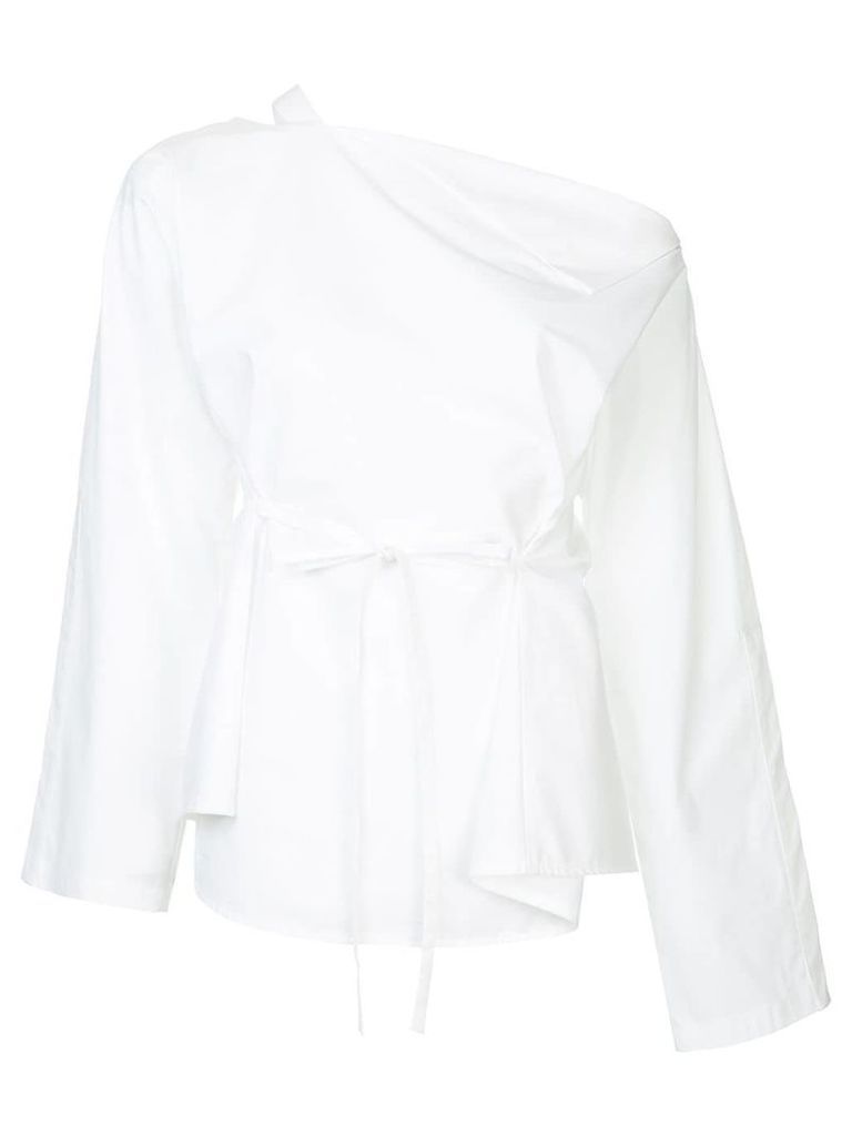 Taylor one shoulder fitted waist blouse - White