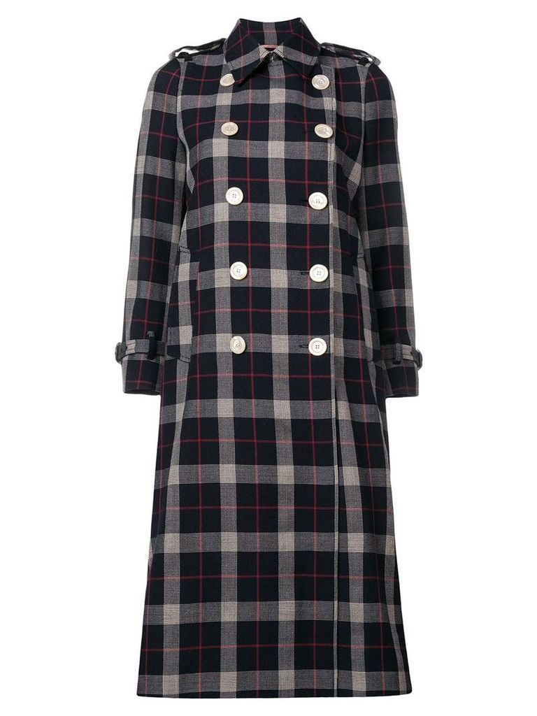 Gucci checked double breasted coat - Blue