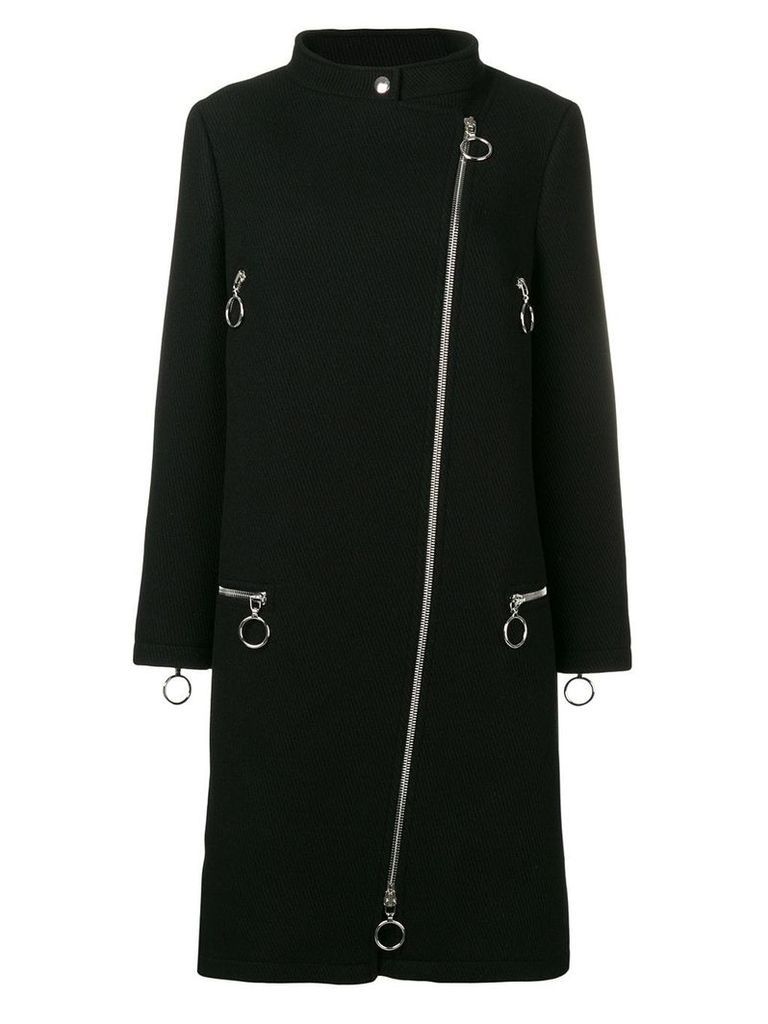 Moschino mock neck zipped coat - Black
