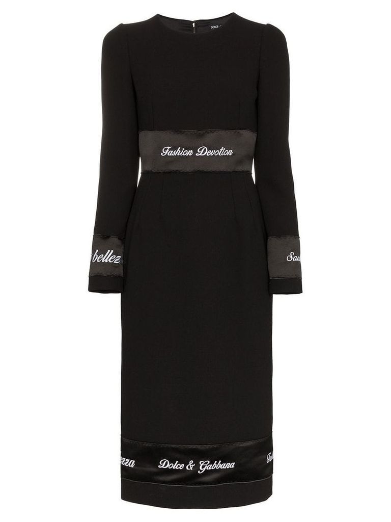 Dolce & Gabbana Logo print tape wool dress - Black