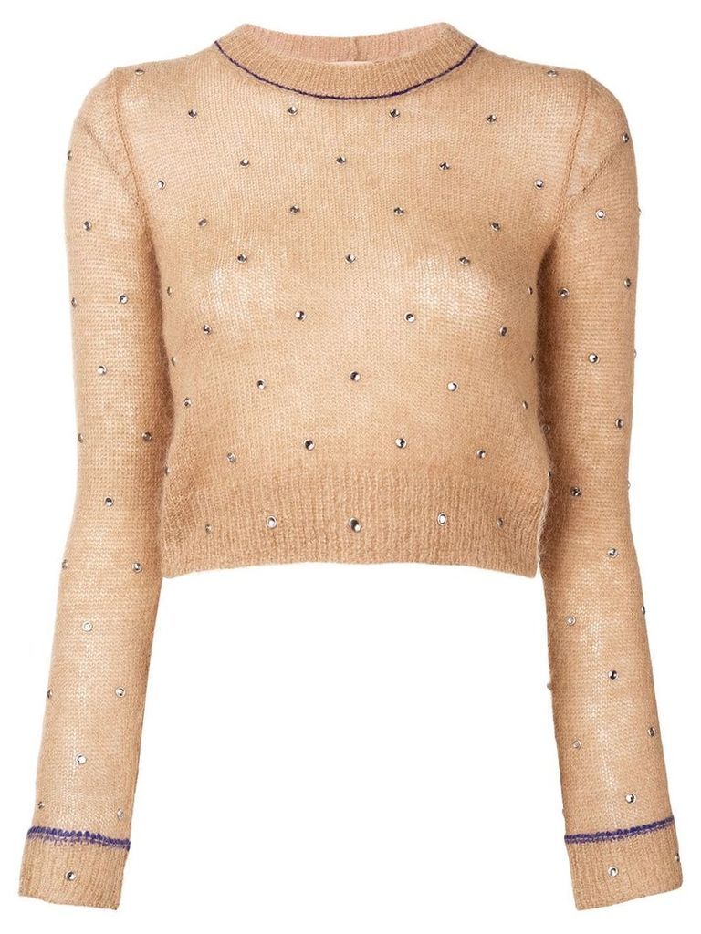Nº21 cropped fitted sweater - Neutrals