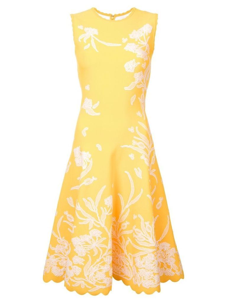 Carolina Herrera floral embroidered dress - Yellow