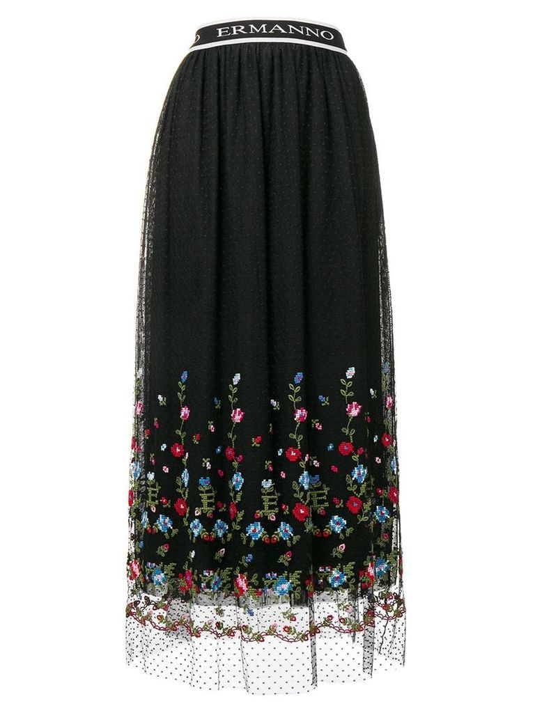 Ermanno Ermanno floral embroidered skirt - Black