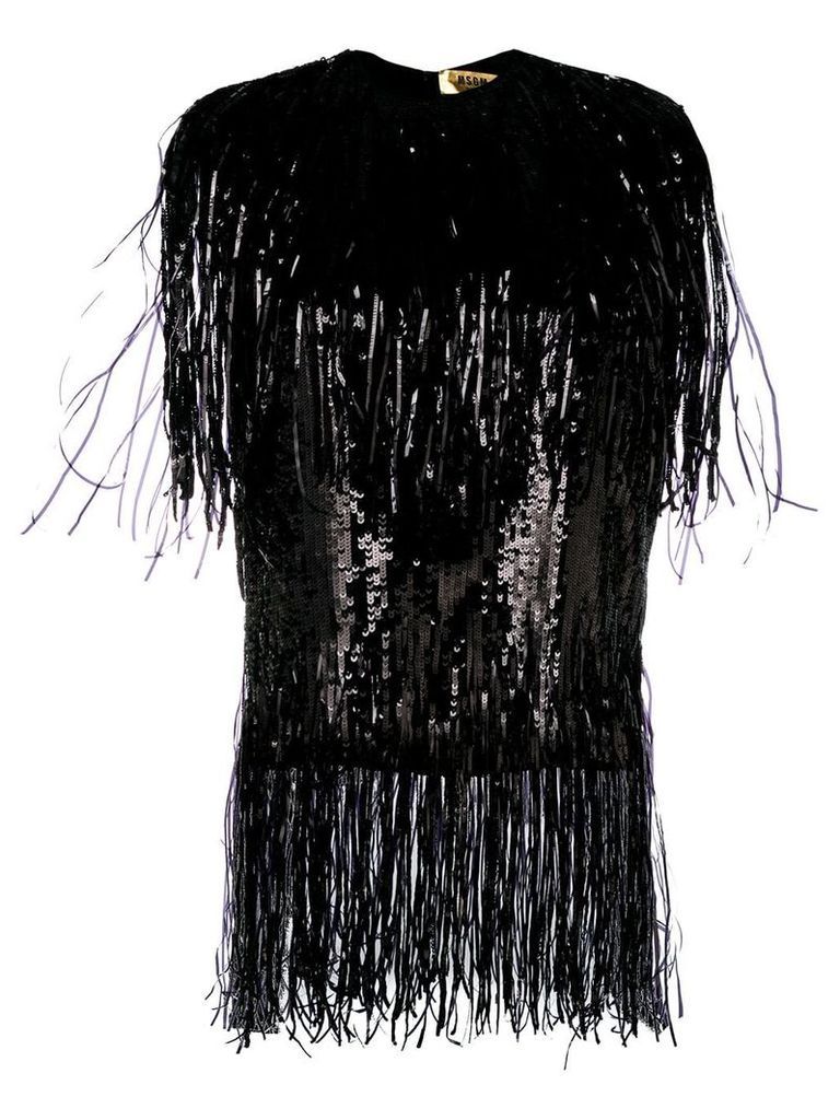 MSGM fringed sequinned top - Black