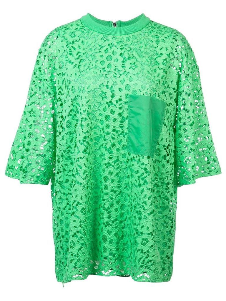 Tibi lace short-sleeved blouse - Green