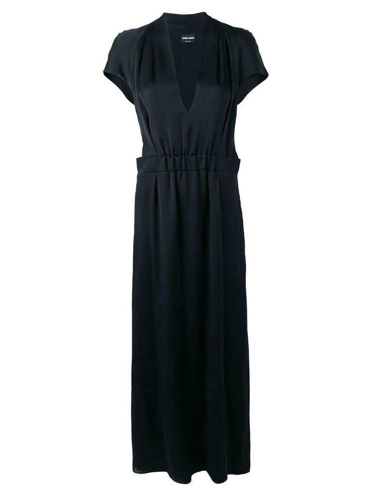 Giorgio Armani V-neck draped maxi dress - Black