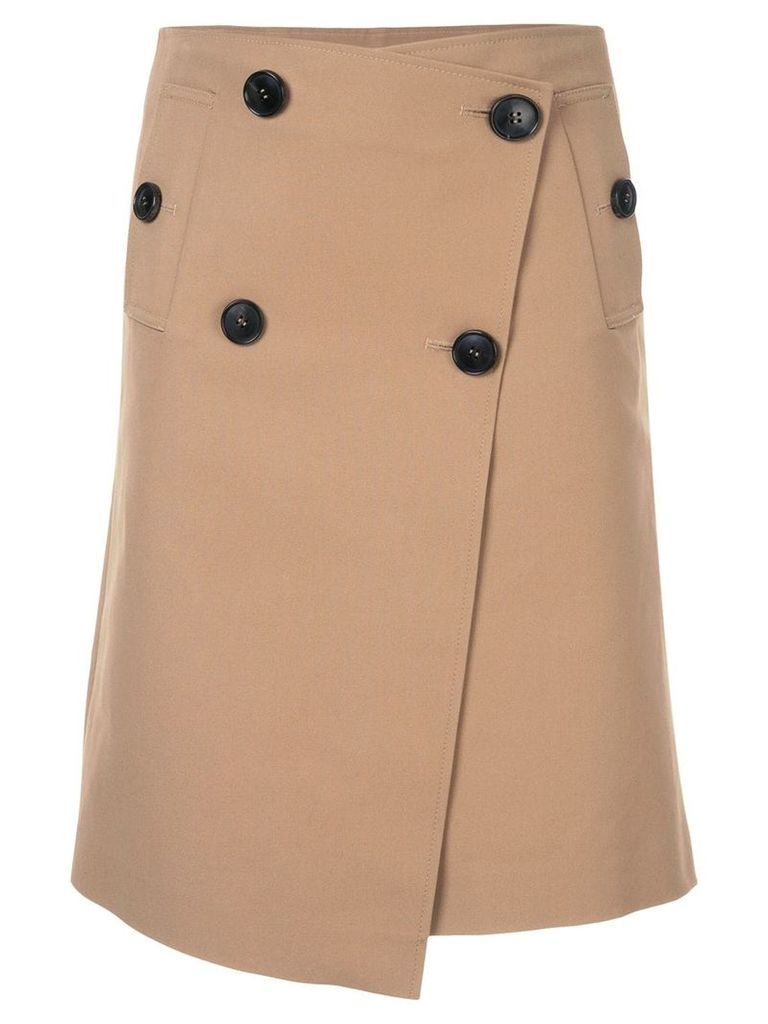 Goen.J button detail skirt - Brown