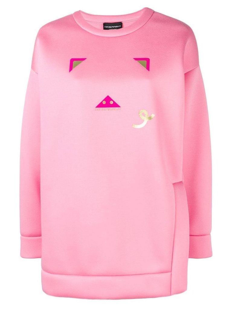 Emporio Armani pig logo print jumper - PINK