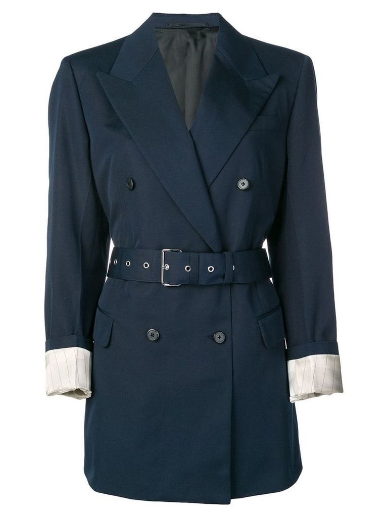 Prada belted double-breasted blazer - Blue