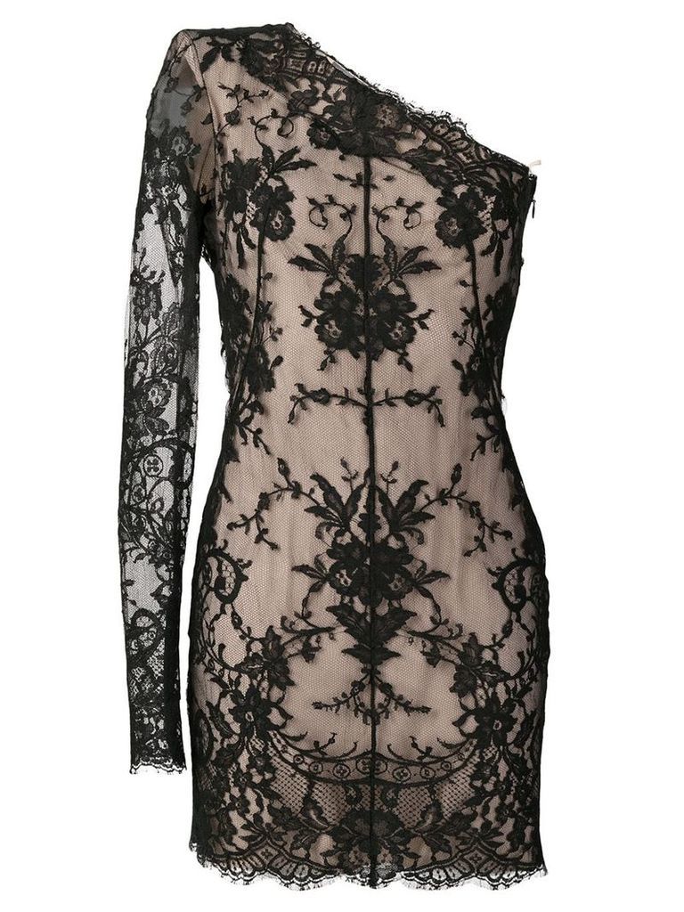 Alexander McQueen one-sleeve lace dress - Black