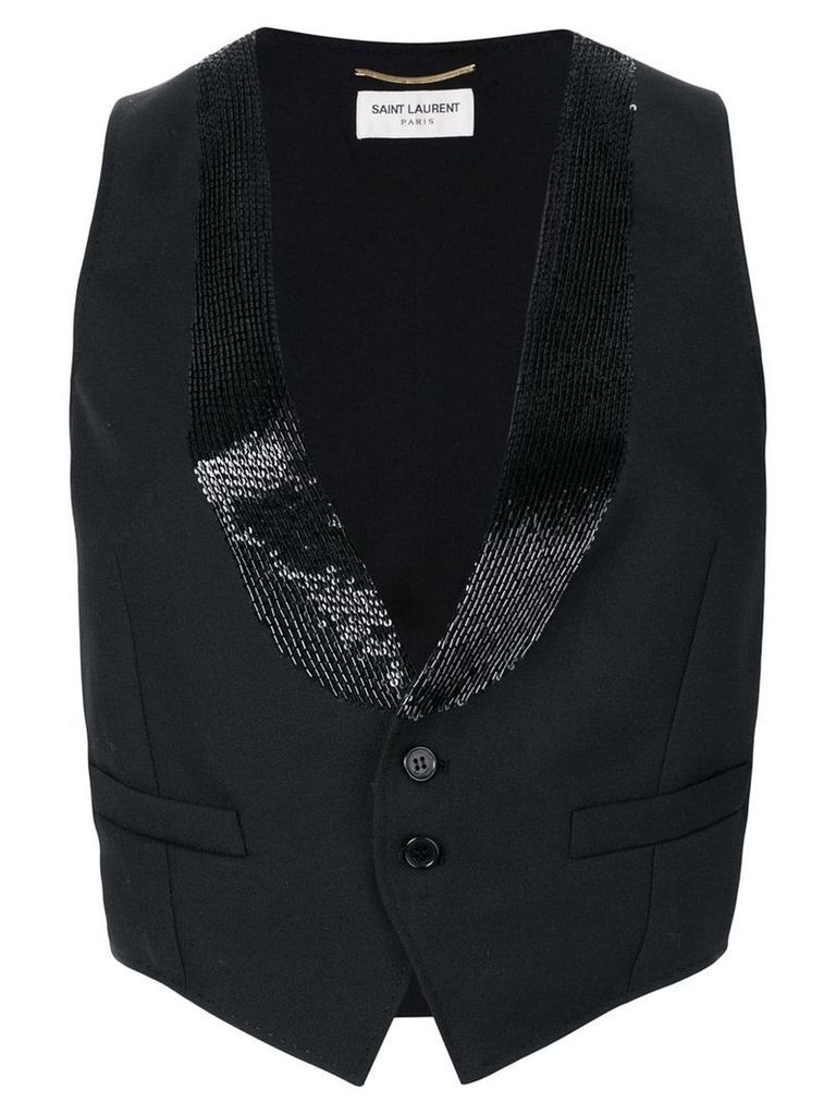 Saint Laurent cropped fitted waistcoat - Black