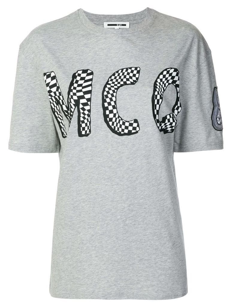 McQ Alexander McQueen check logo print T-shirt - Grey