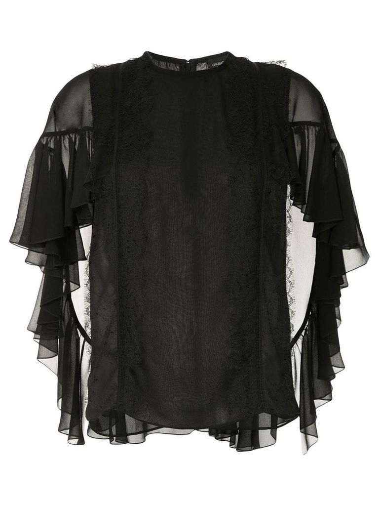 Giambattista Valli cascading ruffle sleeve blouse - Black