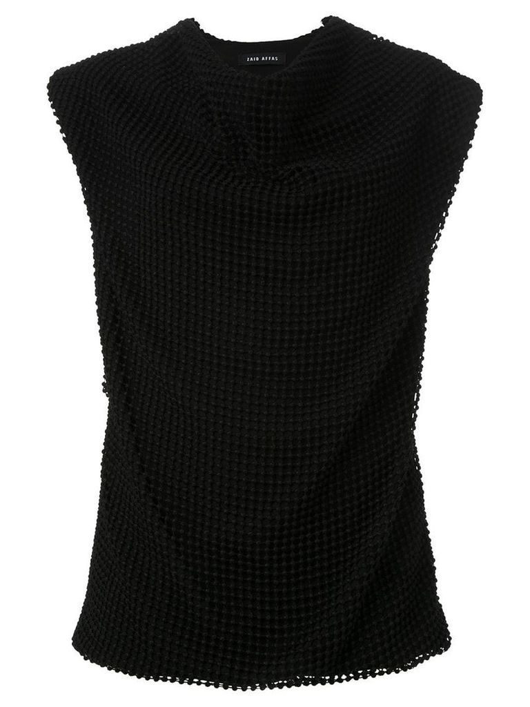 Zaid Affas knit mesh draped top - Black