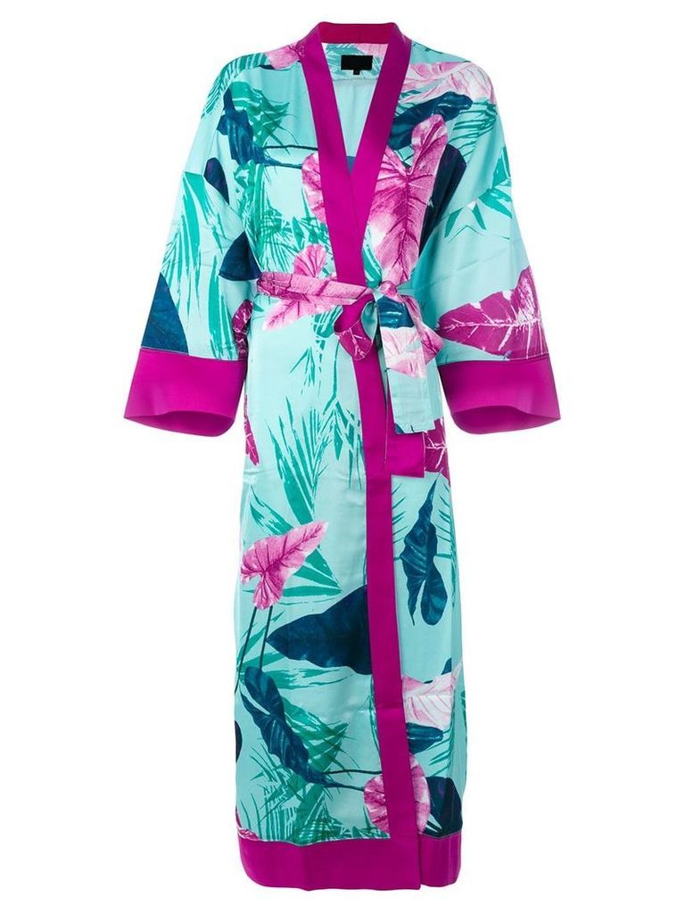 Iil7 lace up print kimono cardigan - Green