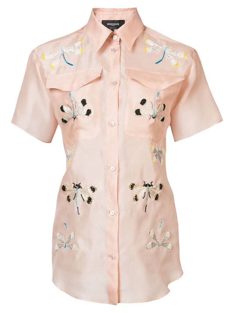 Rochas embroidered dragonfly shirt - PINK
