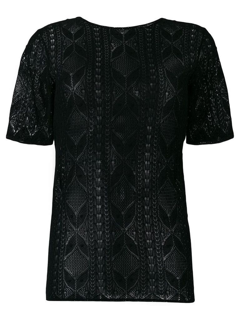 Saint Laurent lace short sleeve top - Black