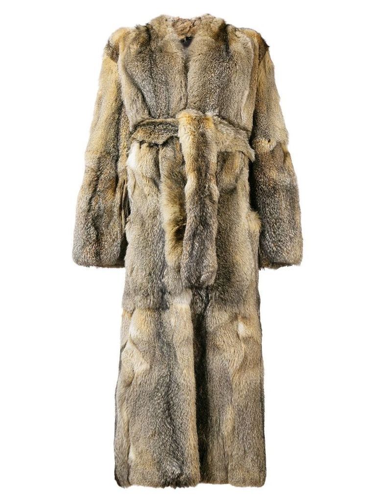 Liska Arimova belted fur coat - NEUTRALS