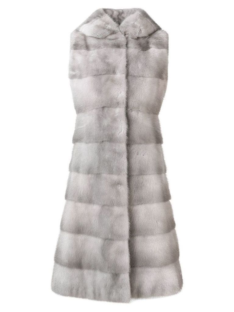 Liska fur detail coat - SILVER