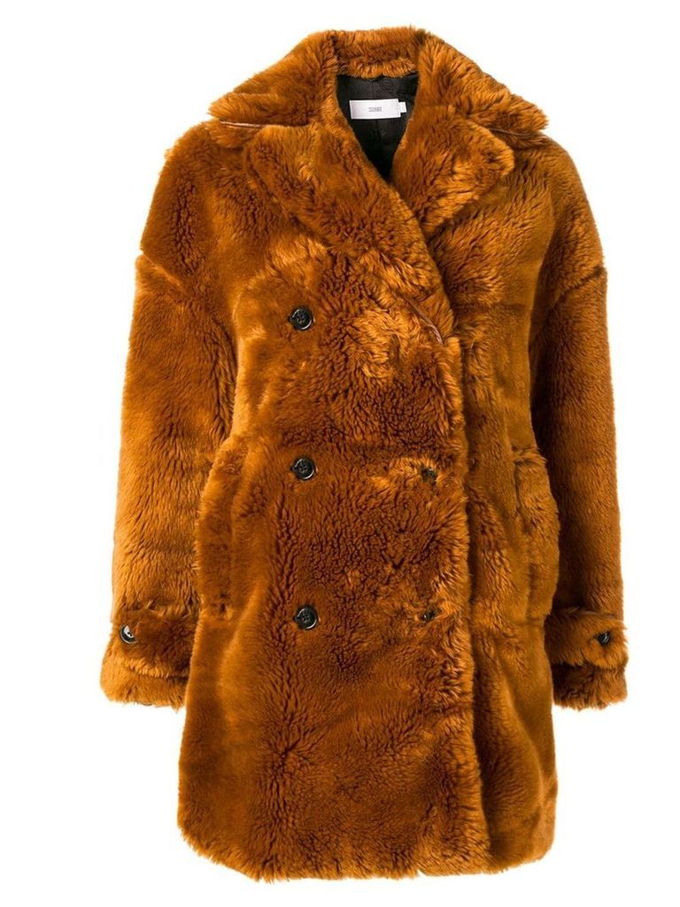 Closed faux fur coat - Brown