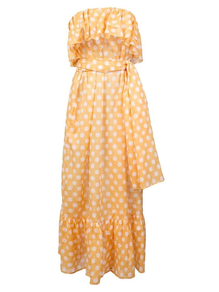Lisa Marie Fernandez strapless ruffle midi dress - Yellow