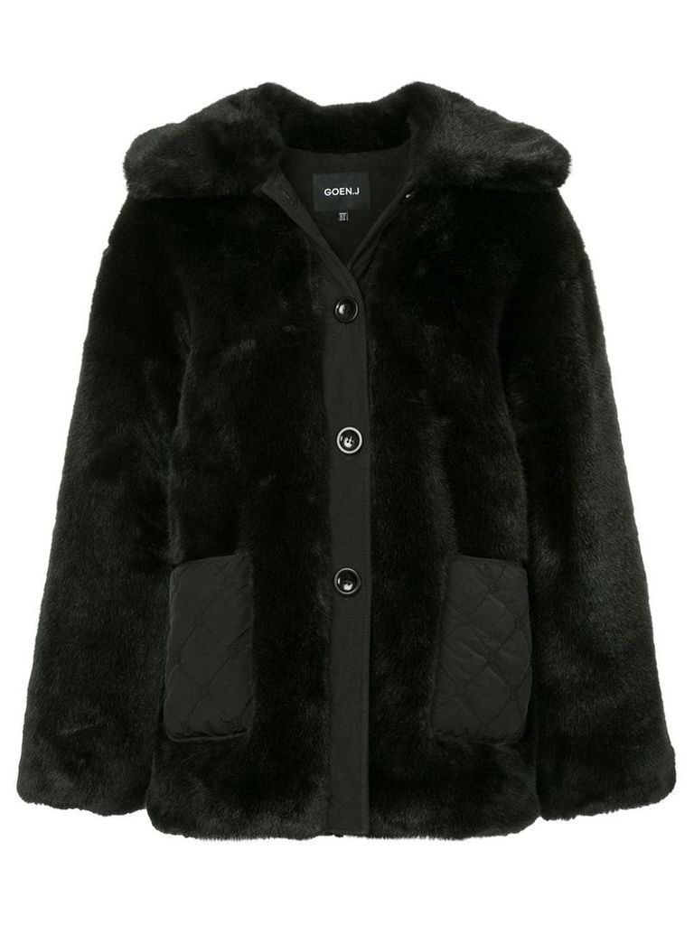 Goen.J oversized faux-fur jacket - Black