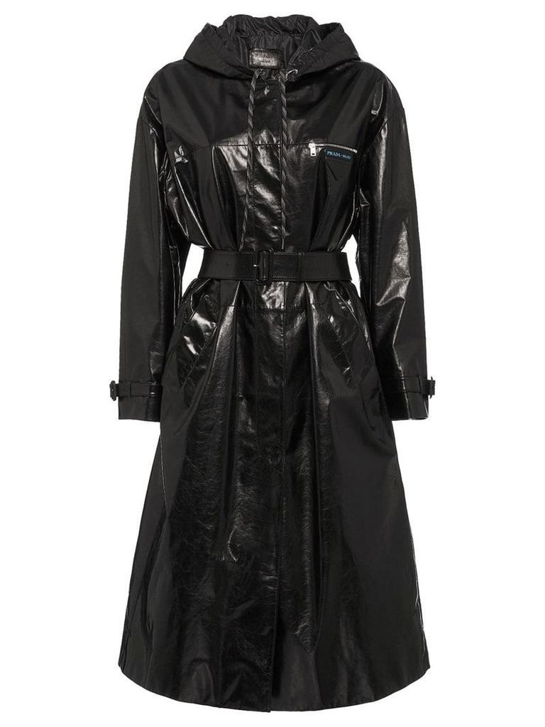 Prada Hooded leather trench coat - Black
