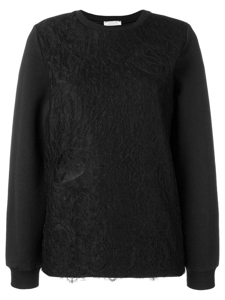 Nina Ricci lace-layered sweater - Black