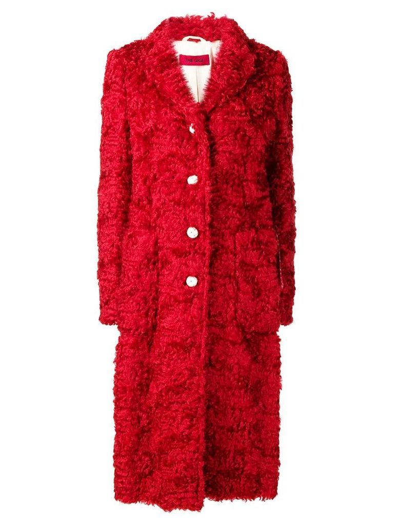 The Gigi single-breasted shearling coat - Red