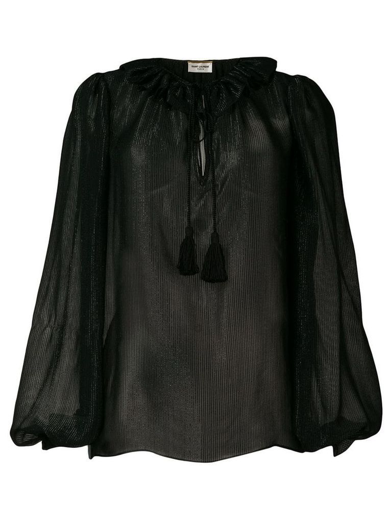 Saint Laurent lurex ruffle trim blouse - Black