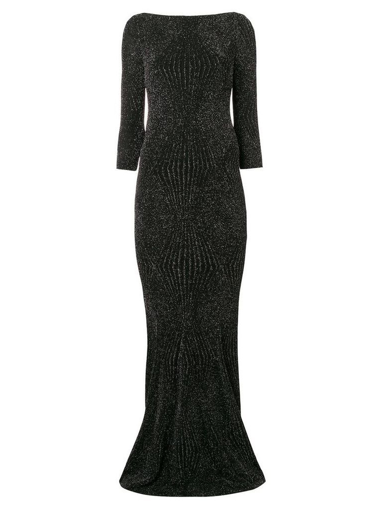 Talbot Runhof lamé fitted gown - Black