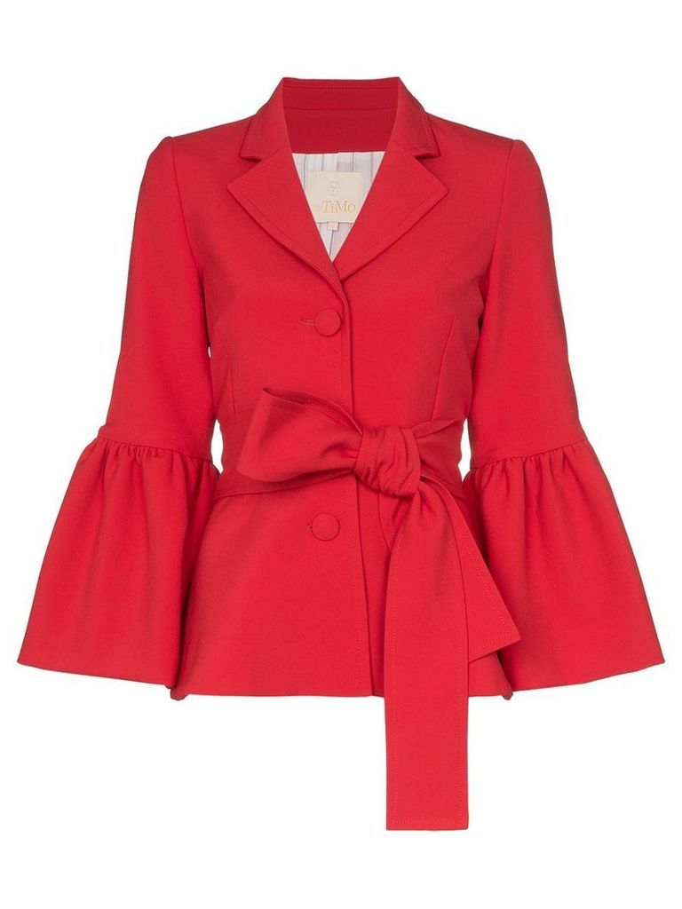 byTiMo belted trumpet sleeve blazer - Red