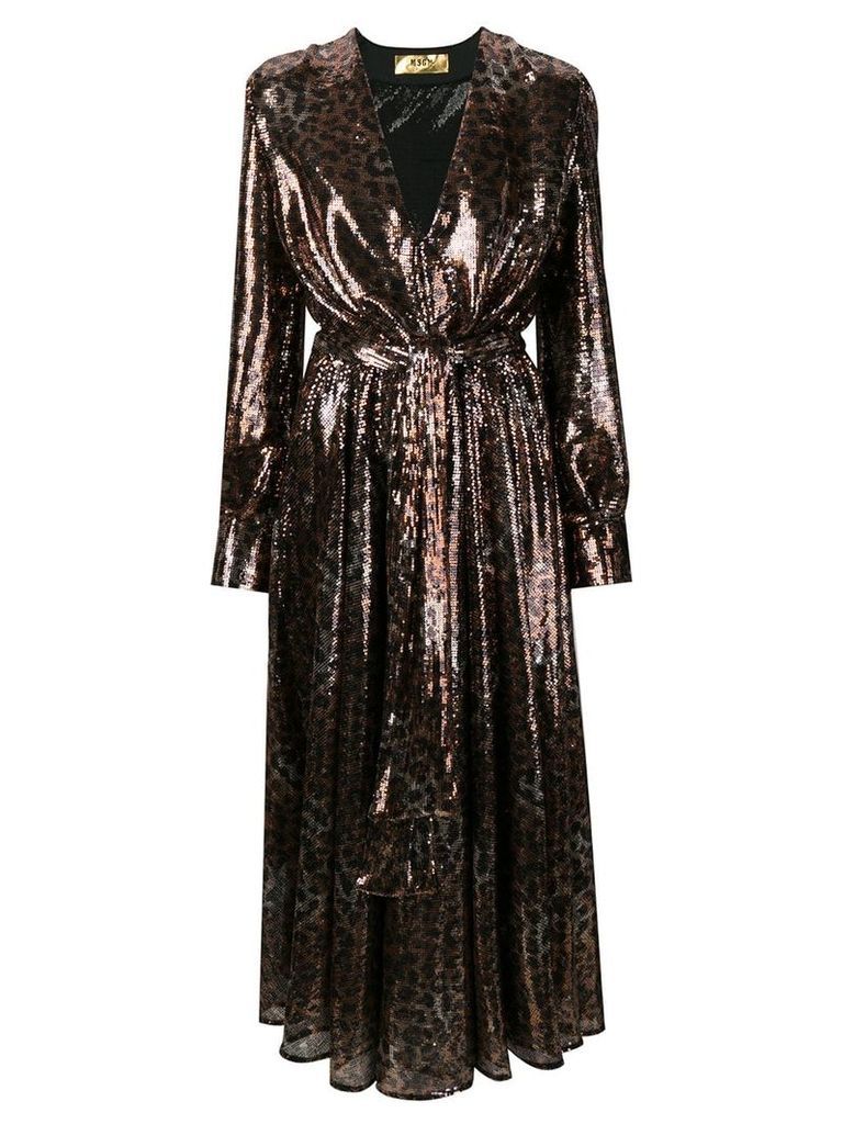 MSGM leopard-print sequinned dress - Brown
