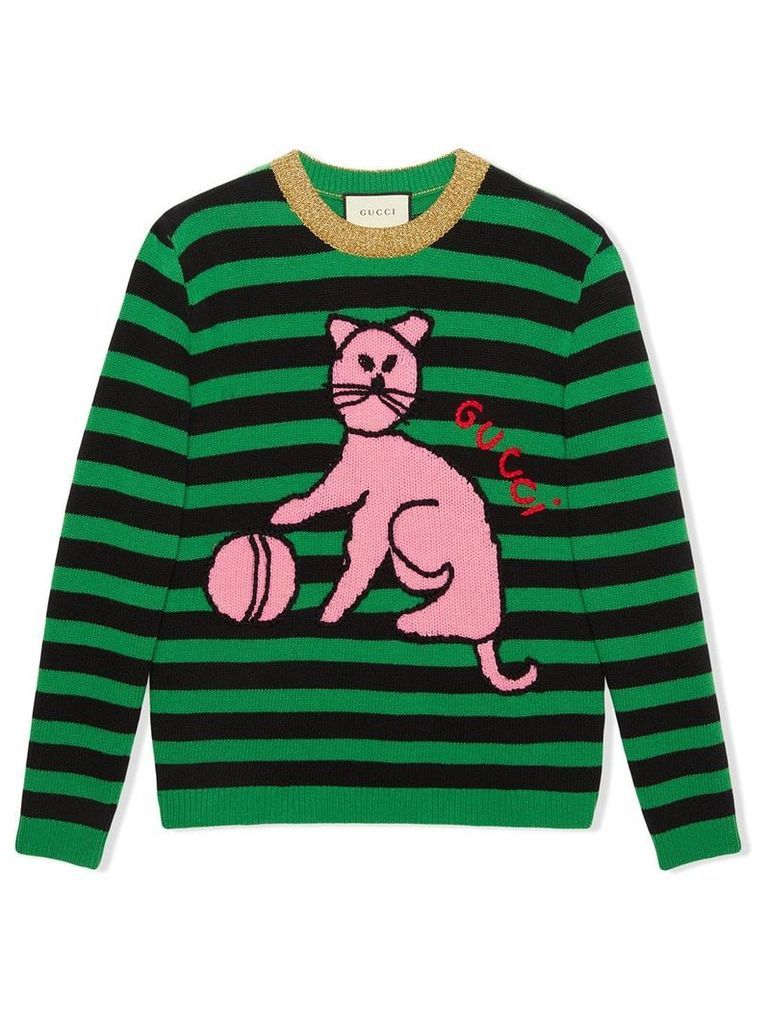 Gucci Sweater with cat and baseball - Green