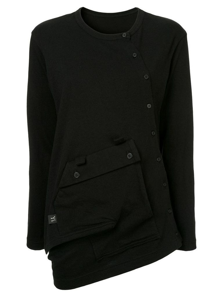 Y's buttoned oversize T-shirt - Black