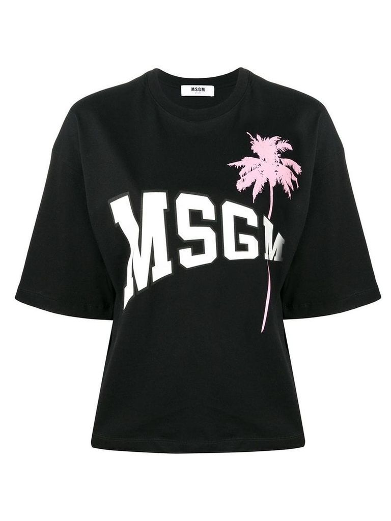 MSGM logo palm tree T-shirt - Black