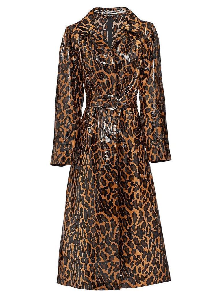 Miu Miu leopard print trench coat - Brown