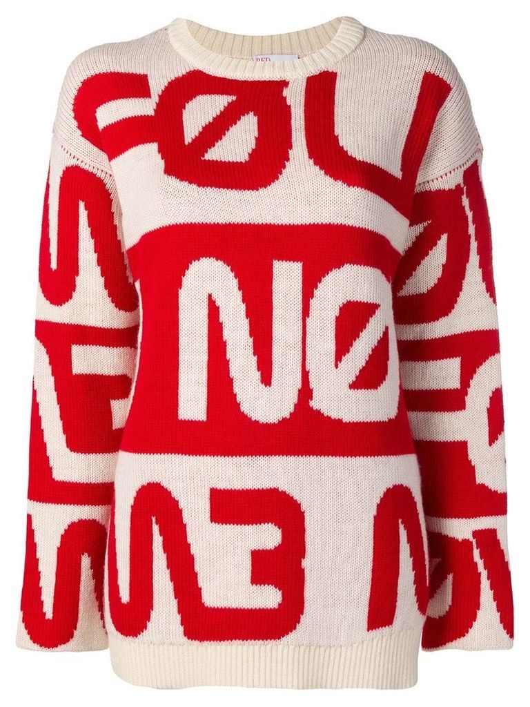 Red Valentino knitted slogan jumper - White